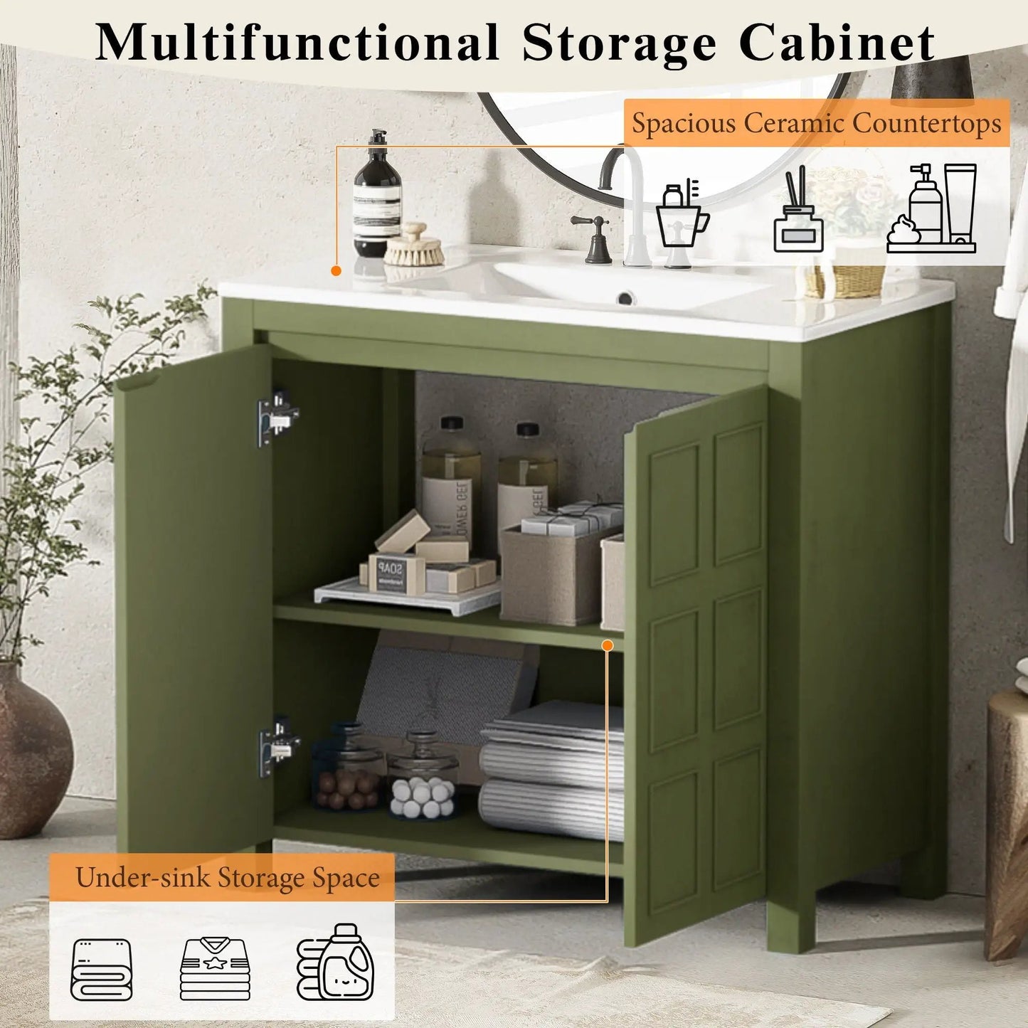 Bathroom Vanity Organizer with Sink and Cabinet