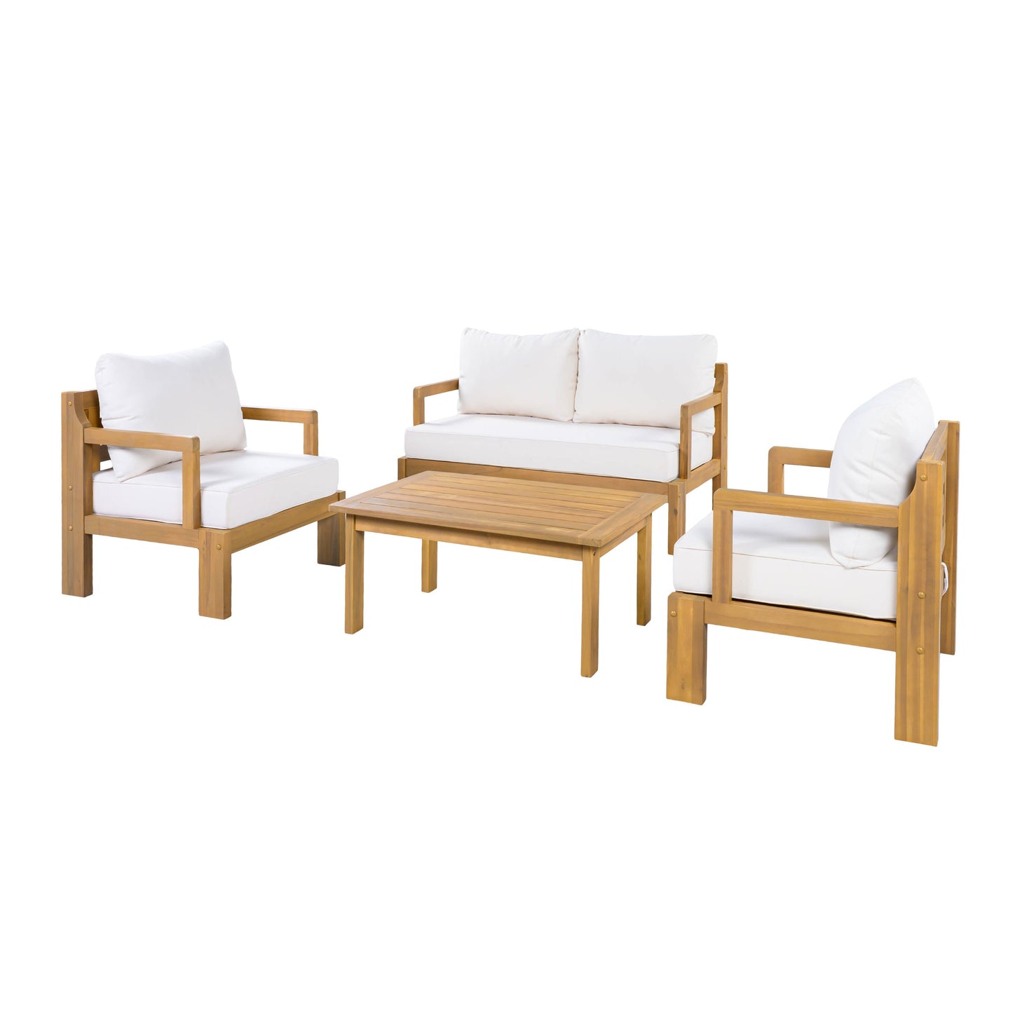 Outdoor 4-Seater Acacia Wood Patio Set for Home