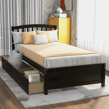 Wood Platform Storage Bed With Two Drawers