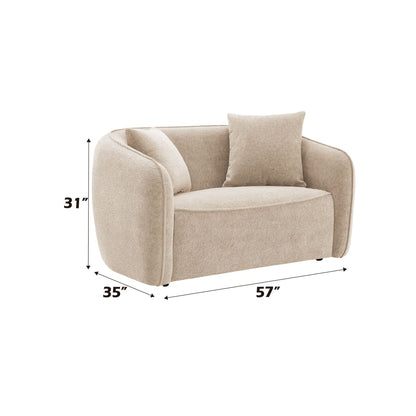 Keith Stationary Loveseat in beige chenille with two toss pillows by HouseOfZazla on Tampa Home & Garden Store