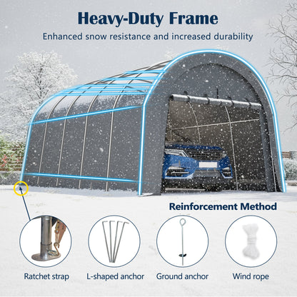 Heavy-Duty 12x20 ft Carport Canopy by HouseOfZazla with blue arched frame and gray panels on Tampa Home & Garden Store