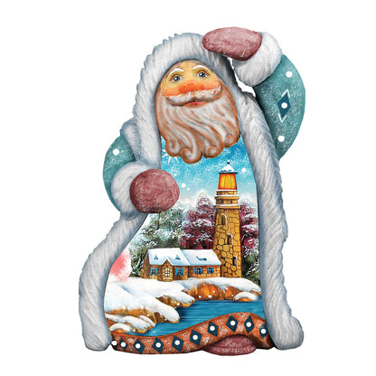 Santa Lighthouse Sculpted Ornament by G.DeBrekht hand-painted coastal holiday decor on Tampa Home & Garden Store
