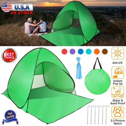 GemGear pop-up beach tent 2-3 person anti-UV waterproof canopy with net window storage bag on Tampa Home & Garden Store
