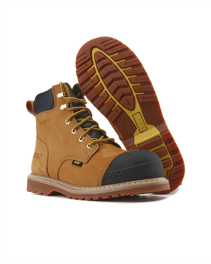 Kiwi Premium Wheat Nubuck 6" Steel Toe Waterproof Cap-Toe Work Boots [R64000]