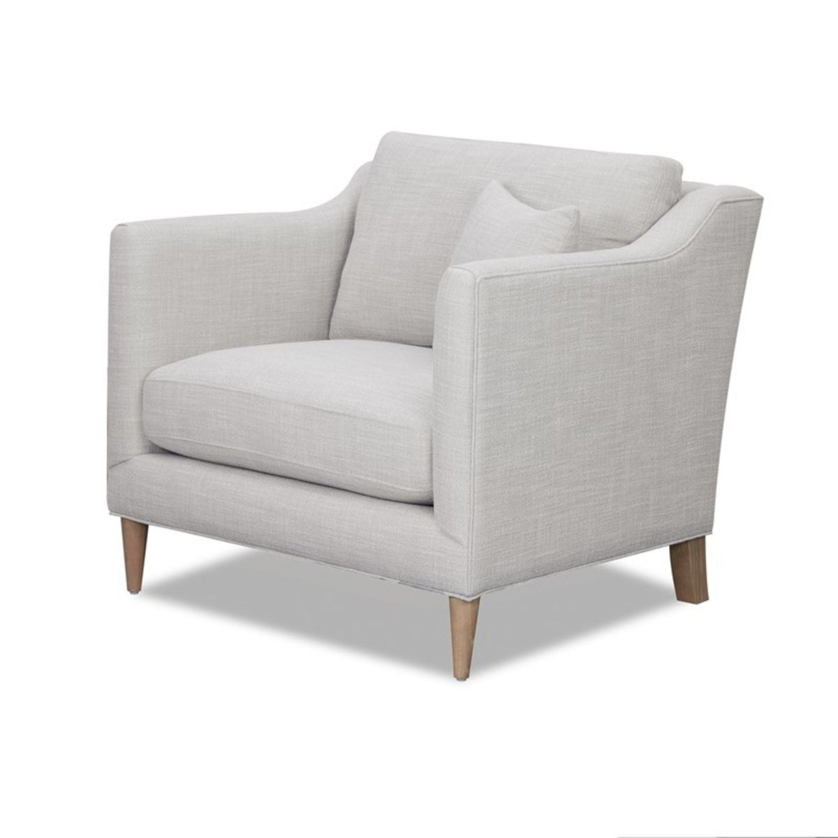 Beige arm chair with high track arms and solid wood legs by HouseOfZazla on Tampa Home & Garden Store