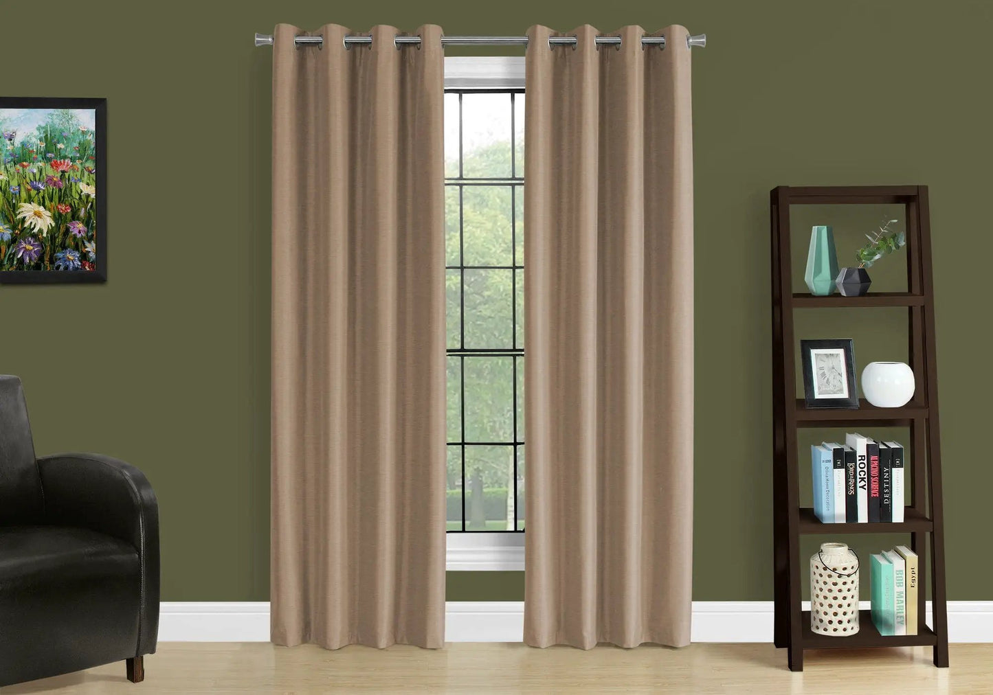 2 Piece Curtain Panel Set Beige room-darkening grommet curtains for contemporary windows on Tampa Home & Garden Store