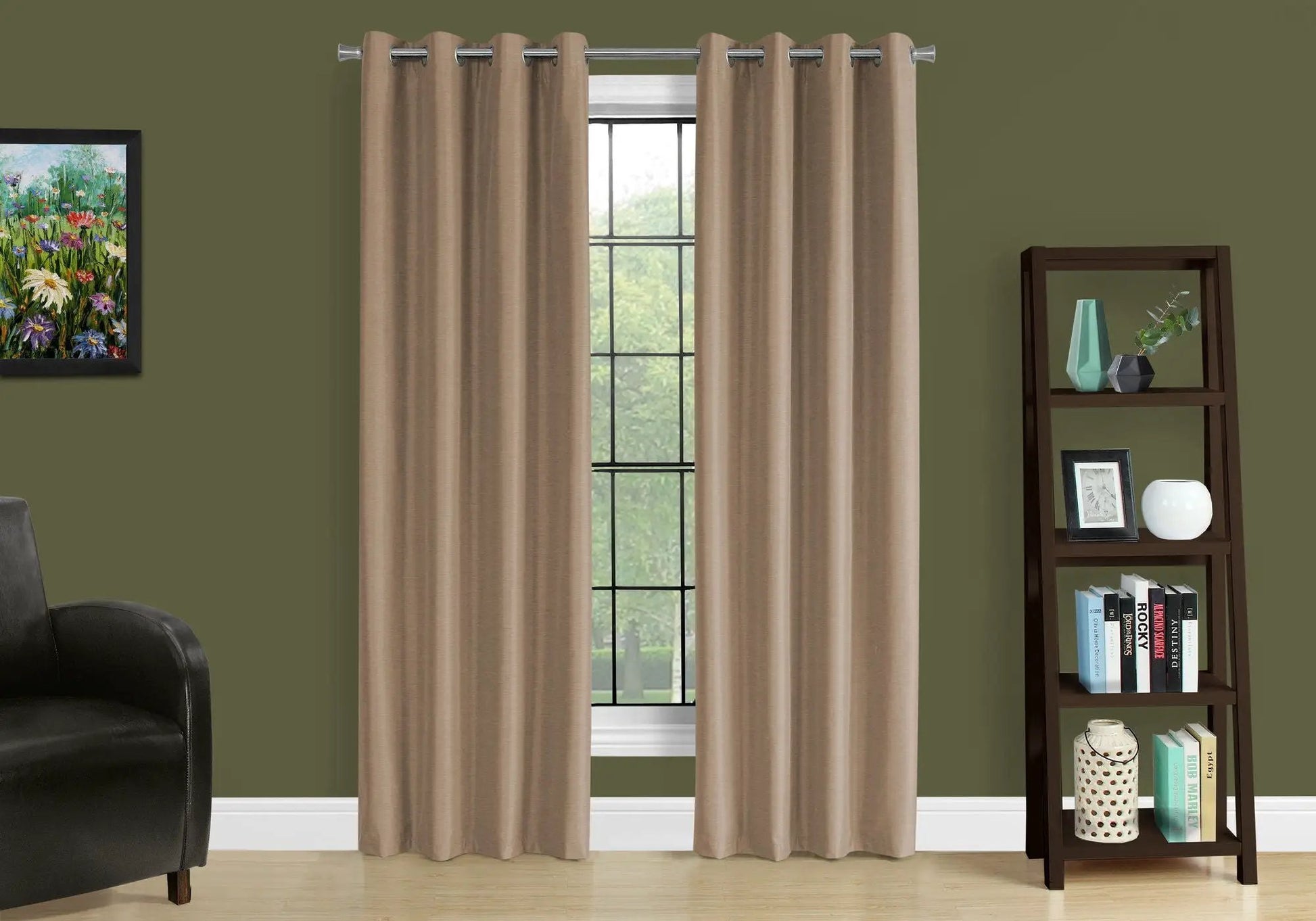 2 Piece Curtain Panel Set Beige room-darkening grommet curtains for contemporary windows on Tampa Home & Garden Store