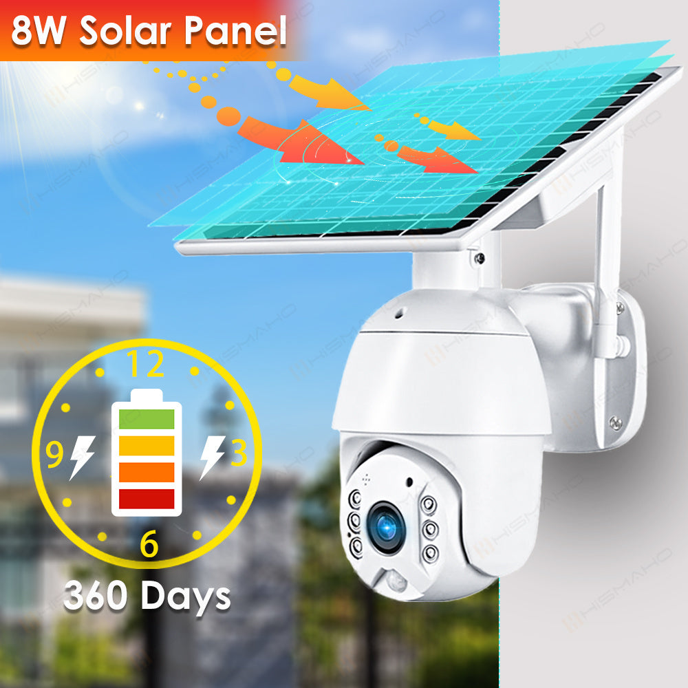 4G LTE Solar Wireless Security Camera with white outdoor camera and 8W solar panel on Tampa Home & Garden Store