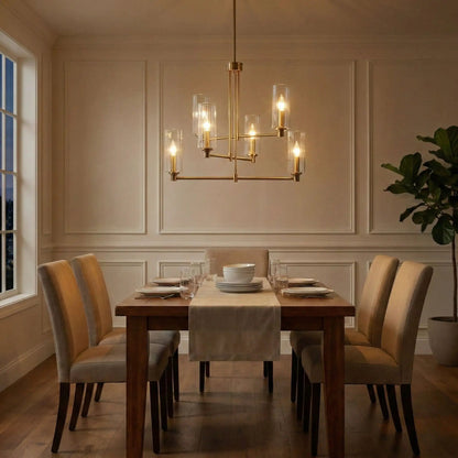 Timeless Six Lights Chandelier With Satin Brass