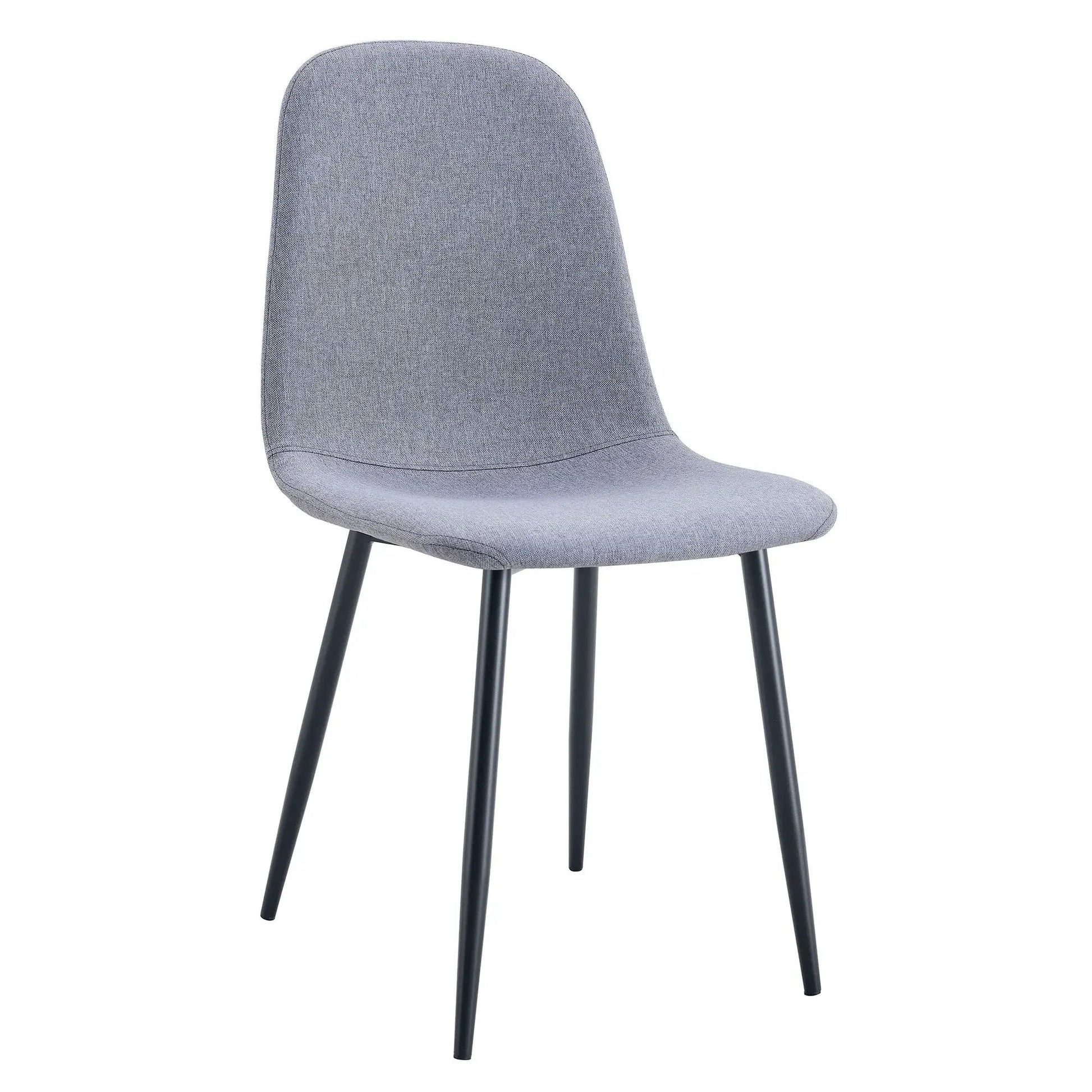 Luxurious simple dining chair set in light gray linen-cotton with black metal legs, 4 chairs on Tampa Home & Garden Store