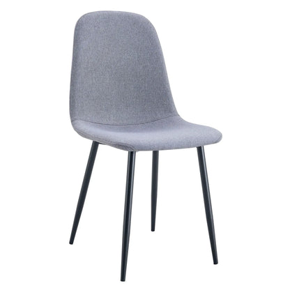 Luxurious simple dining chair set in light gray linen-cotton with black metal legs, 4 chairs on Tampa Home & Garden Store
