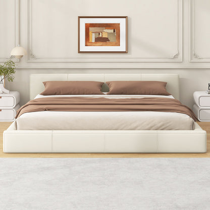 HouseOfZazla upholstered bed with birch wood frame in beige fabric on Tampa Home & Garden Store