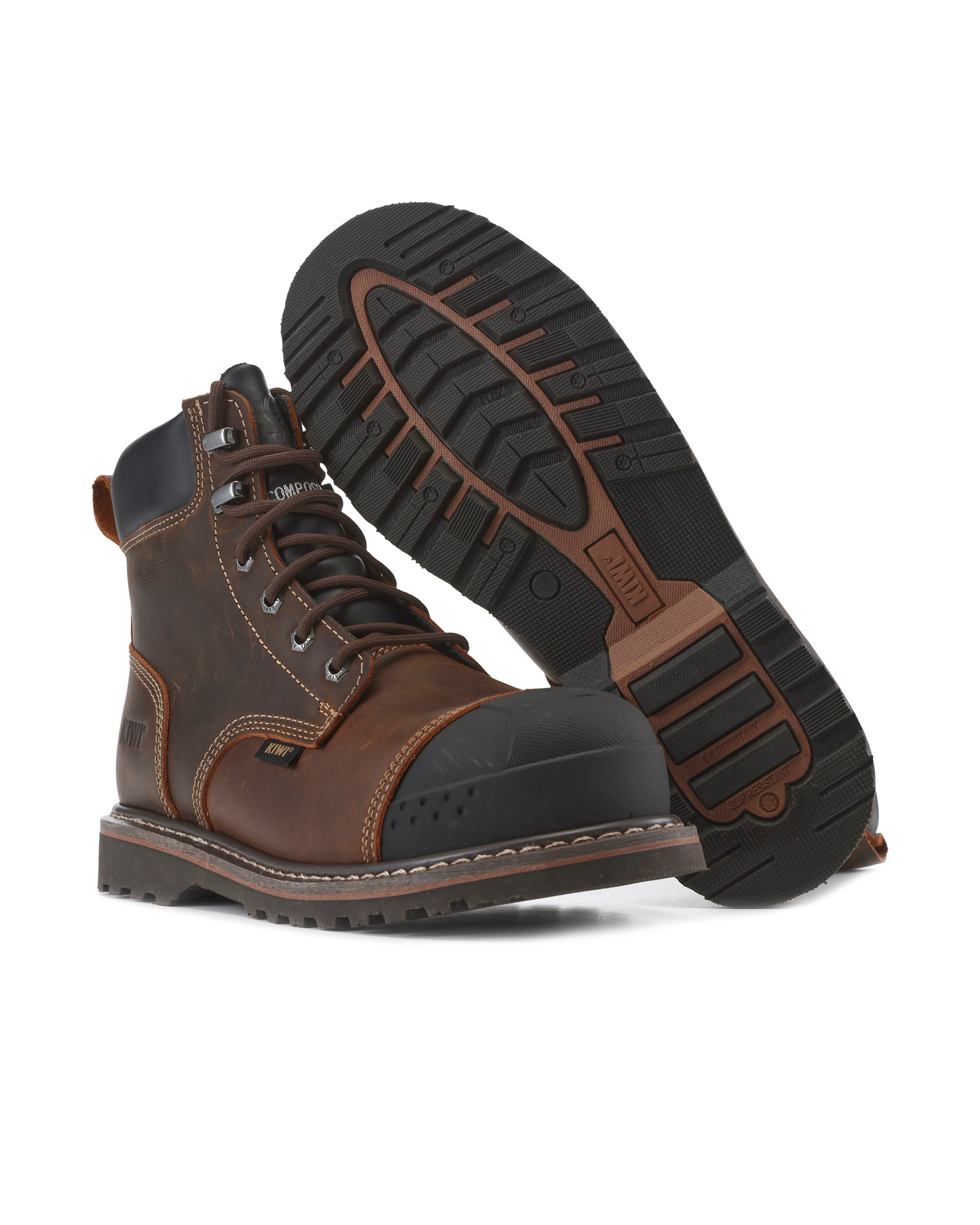 Kiwi Premium Brown Crazy Horse 6" Steel Toe Waterproof Cap-Toe Work Boots [R64100]