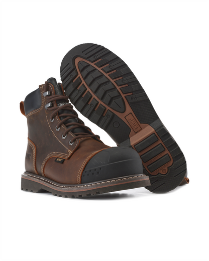 Kiwi Premium Brown Crazy Horse 6" Steel Toe Waterproof Cap-Toe Work Boots [R64100]