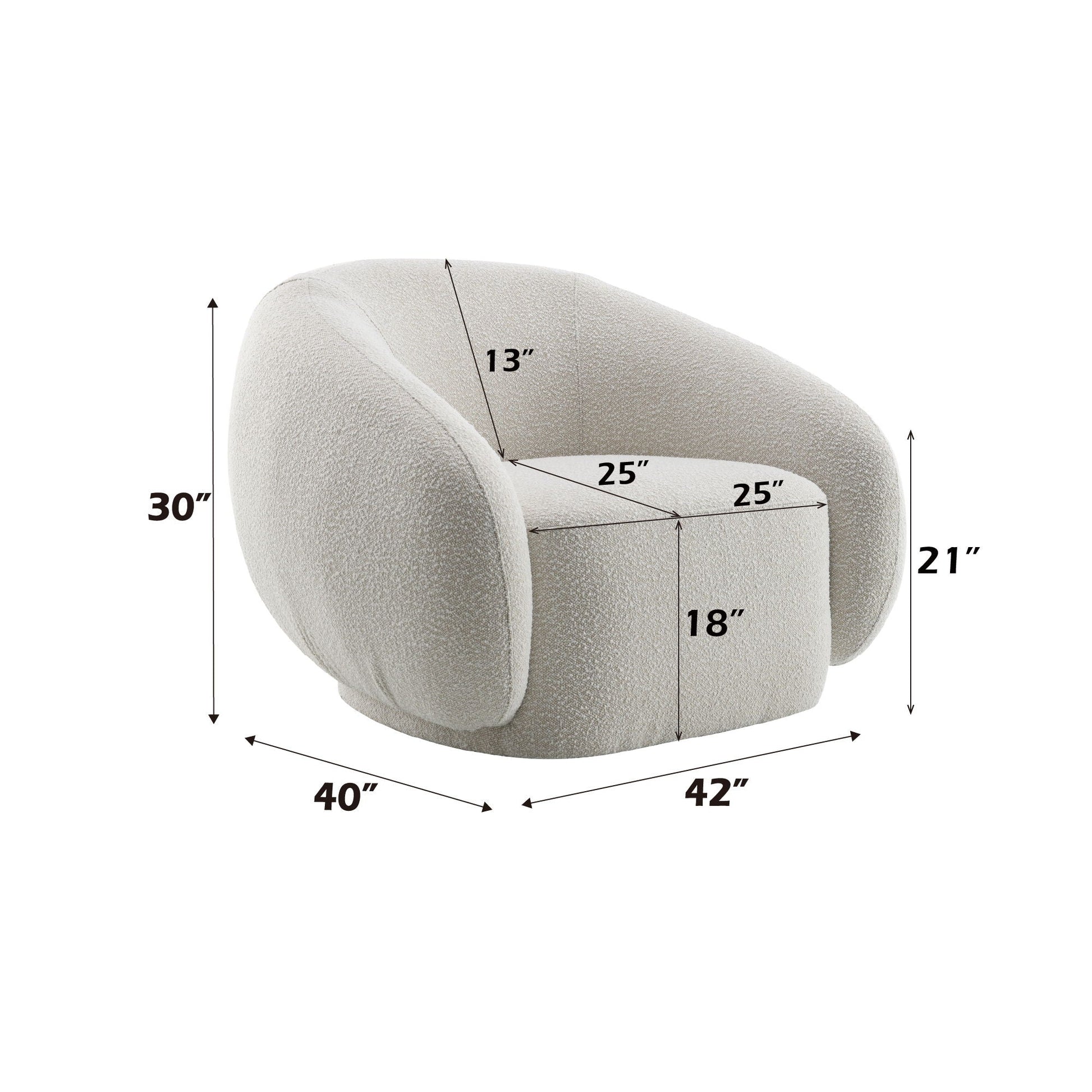 Isabel swivel armchair in beige upholstery by HouseOfZazla with curved arms and plush seat on Tampa Home & Garden Store