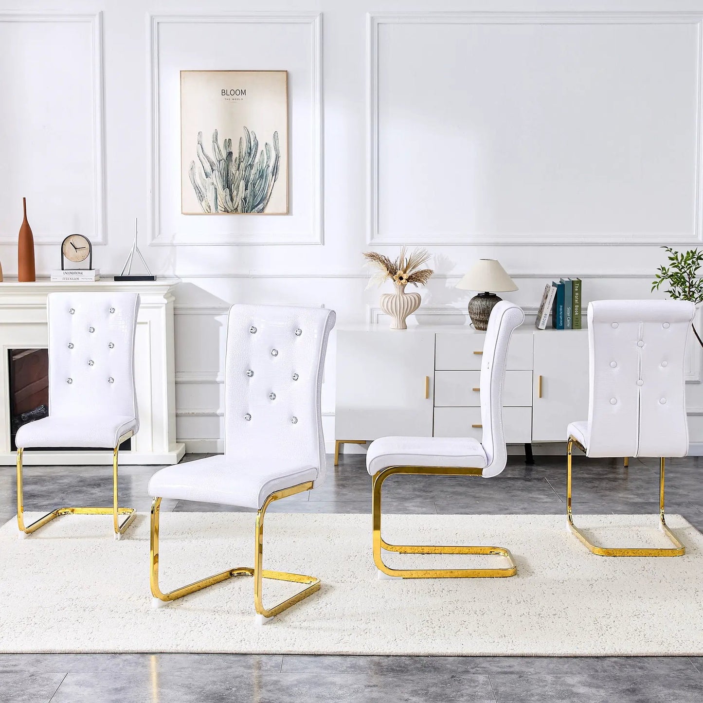 Elegant Faux Alligator Upholstered Dining Chairs