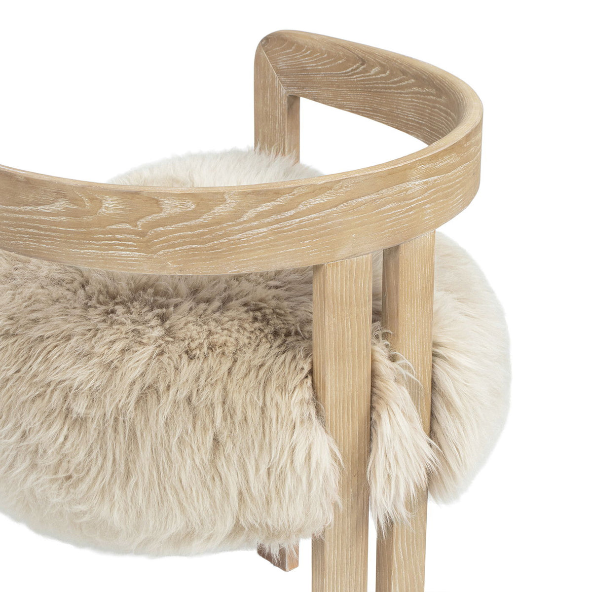 Low Back Dining Chair with genuine sheepskin upholstery in natural blonde wood frame on Tampa Home & Garden Store