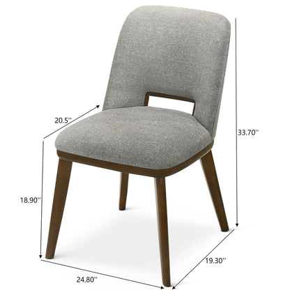 Modern dining chair set of 2 in gray textured fabric with walnut base by HouseOfZazla on Tampa Home & Garden Store