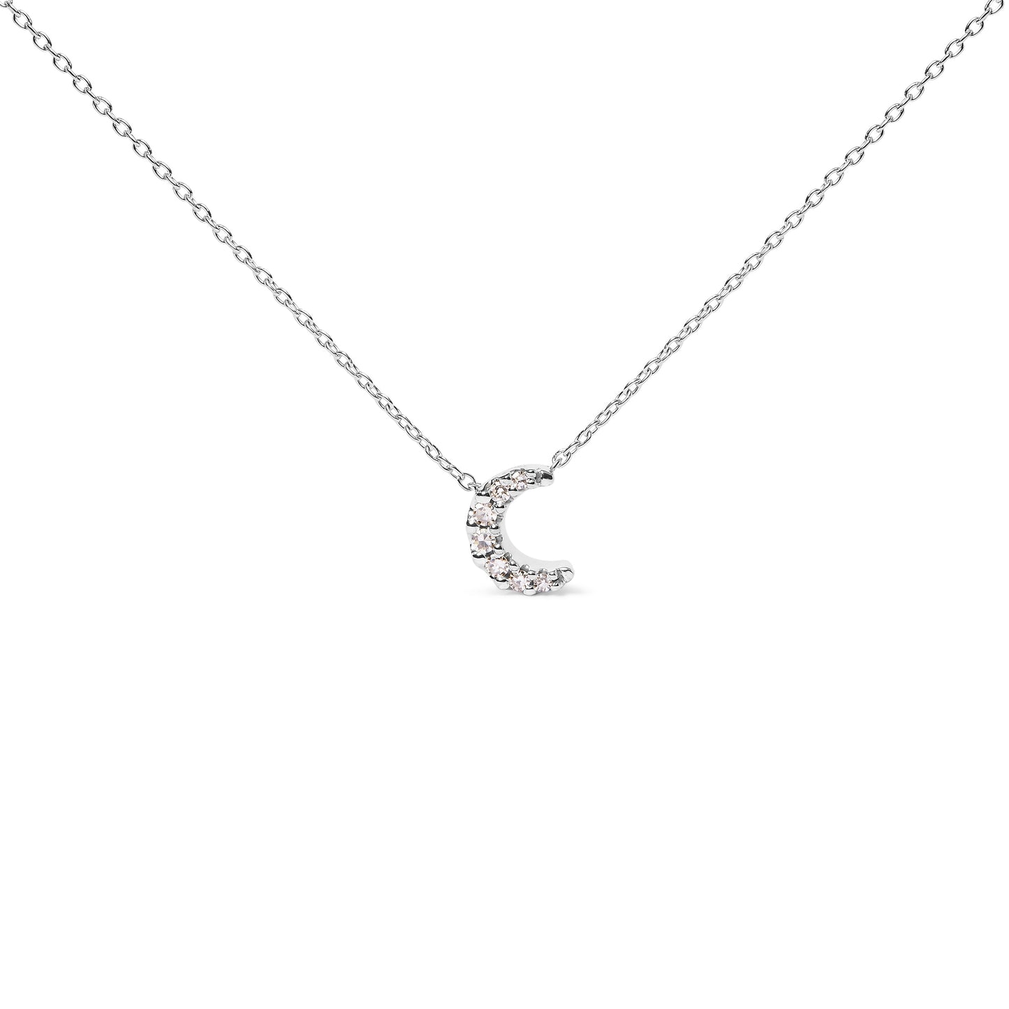 10K white gold diamond accented crescent moon pendant necklace on 18 inch chain on Tampa Home & Garden Store