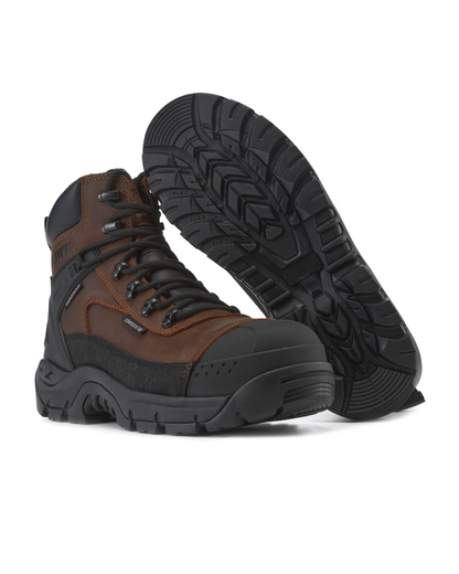 Kiwi ProGuard Brown Crazy Horse Leather Mid-Cut 6" Composite Toe Zipped Waterproof Tactical Boots [69200]