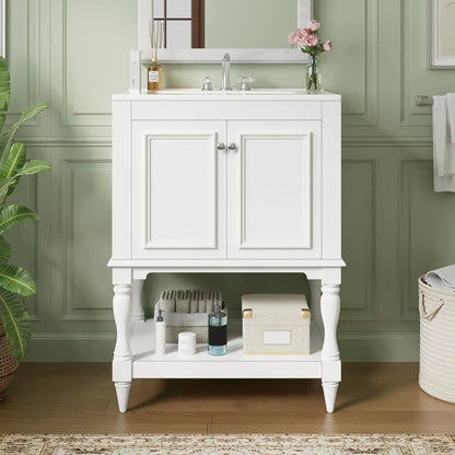Modern Bathroom Vanity With Sink Open Shelf