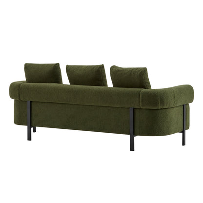 78-inch Modern 3-Seater Sofa by HouseOfZazla in olive green boucle fabric with metal legs on Tampa Home & Garden Store