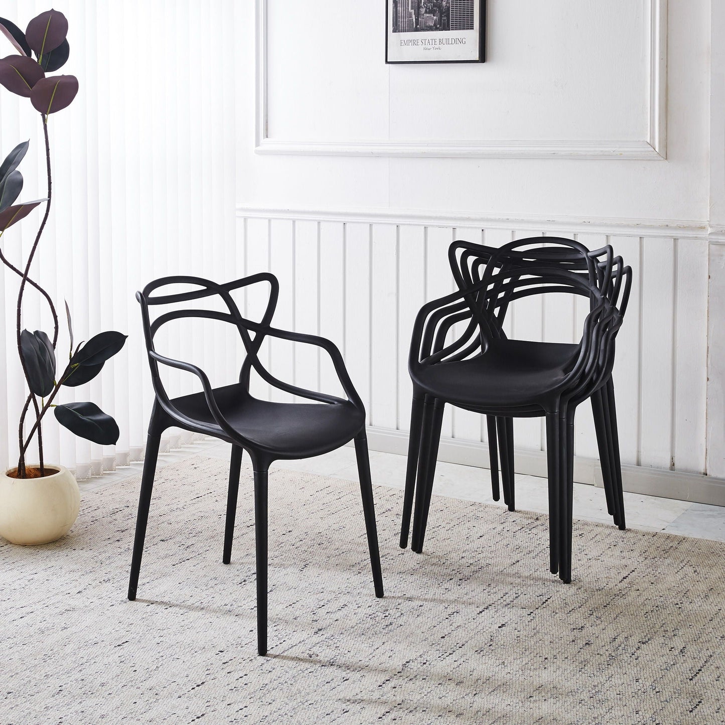 Dining chair set of 4 black plastic chairs by HouseOfZazla on Tampa Home & Garden Store