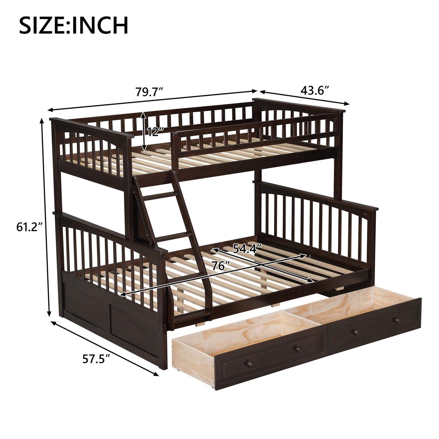 Bunk Bed With Drawers by HouseOfZazla in dark brown wood; twin bunk with under-bed drawers on Tampa Home & Garden Store