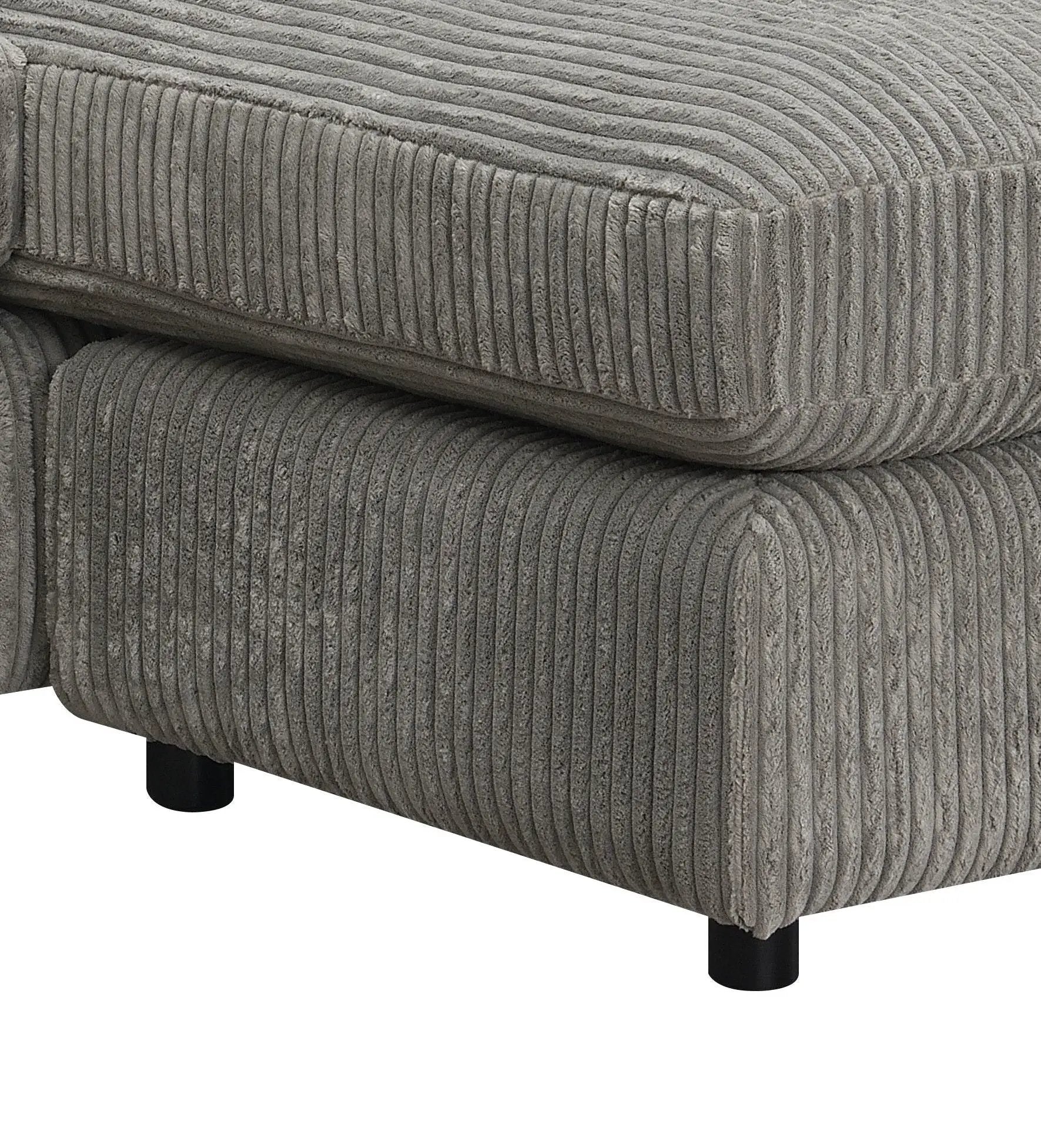 Tavia gray stationary sectional sofa upholstery closeup with ribbed fabric texture on Tampa Home & Garden Store