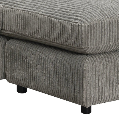 Tavia gray stationary sectional sofa upholstery closeup with ribbed fabric texture on Tampa Home & Garden Store
