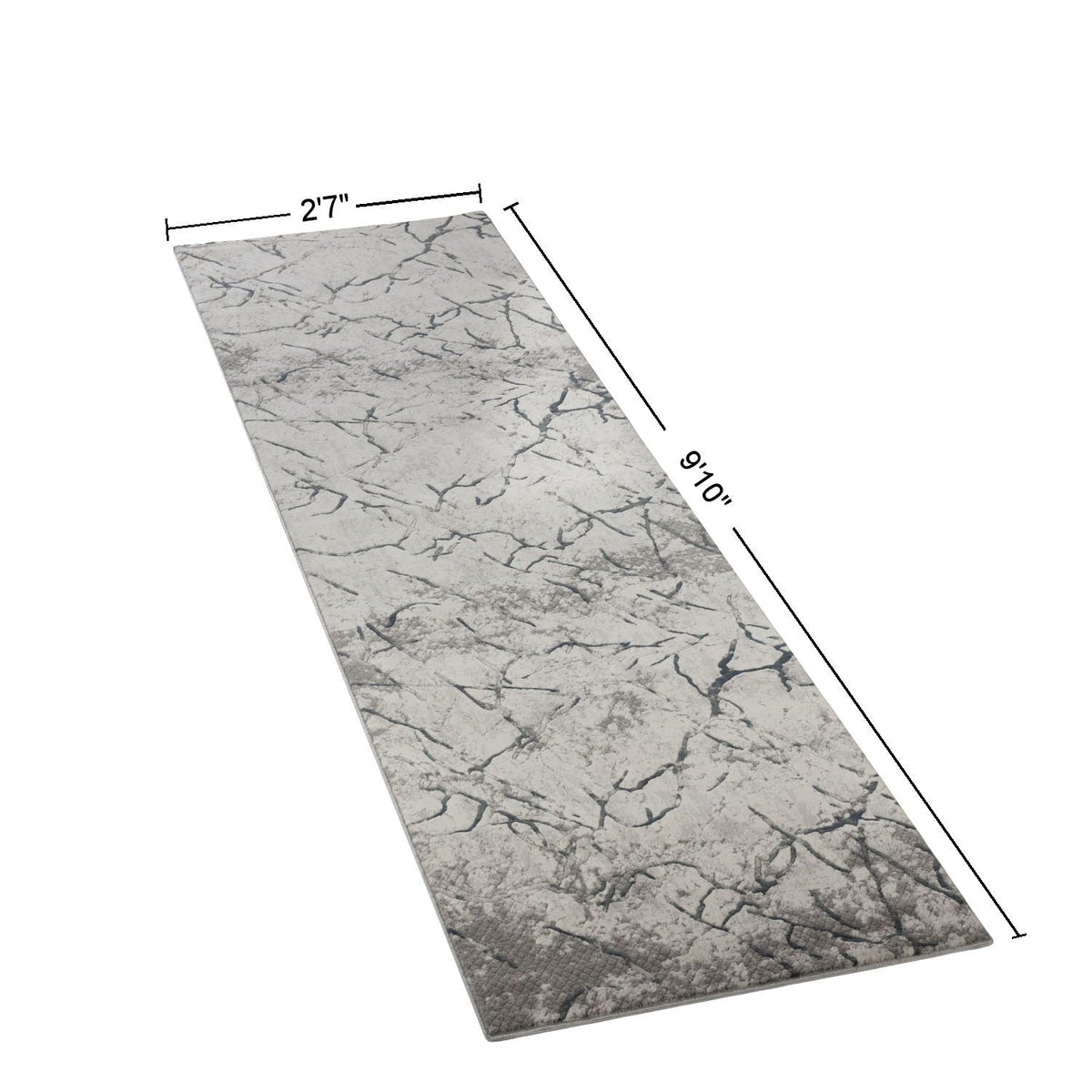 Contemporary Gray 3D Area Rug by HouseOfZazla, marble crackle, 27in wide x 9'10" long on Tampa Home & Garden Store