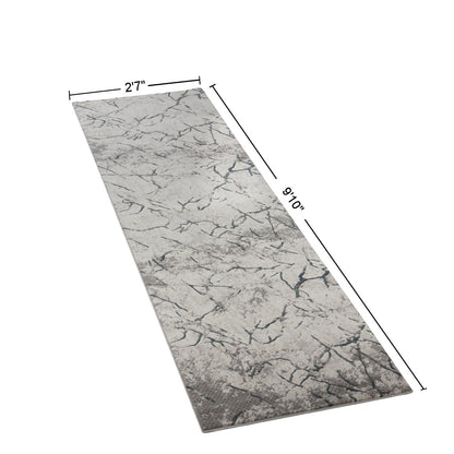 Contemporary Gray 3D Area Rug by HouseOfZazla, marble crackle, 27in wide x 9'10" long on Tampa Home & Garden Store