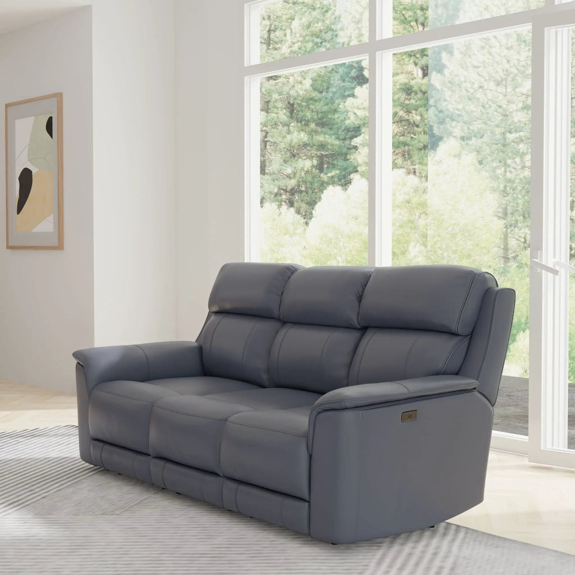 Oslo Dual Power Reclining Sofa in gray leather by Unique Piece Furniture, lounge seating on Tampa Home & Garden Store
