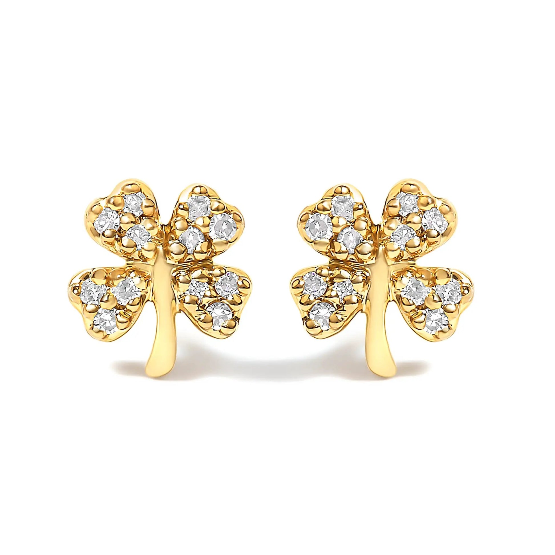 Four 4-leaf clover stud earrings in 10K yellow gold with diamond accents by Bids.com on Tampa Home & Garden Store