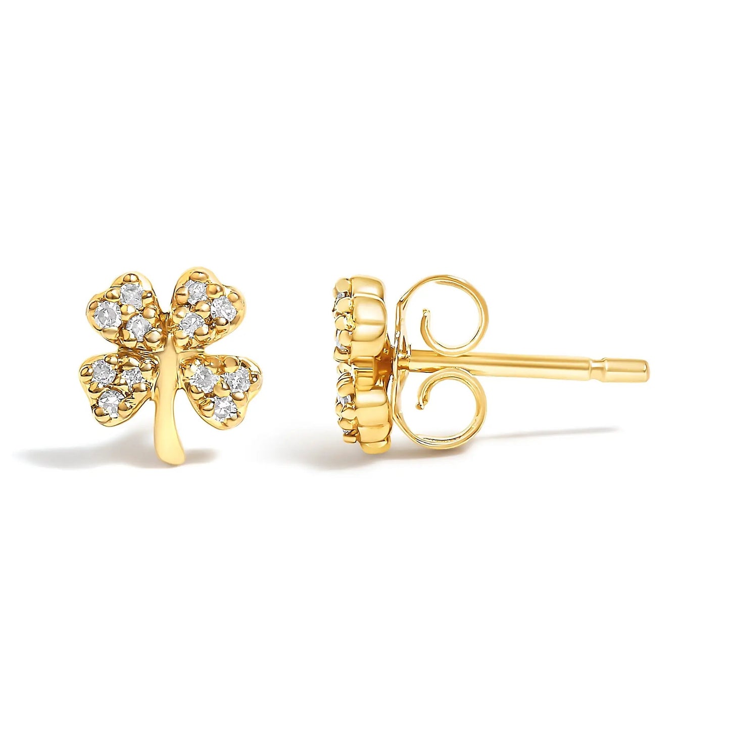 10K Yellow Gold Diamond Accent 4 Leaf Clover Stud Earrings pair by Bids.com on Tampa Home & Garden Store