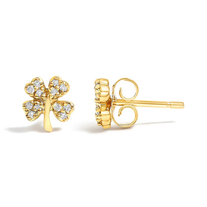 10K Yellow Gold Diamond Accent 4 Leaf Clover Stud Earrings pair by Bids.com on Tampa Home & Garden Store
