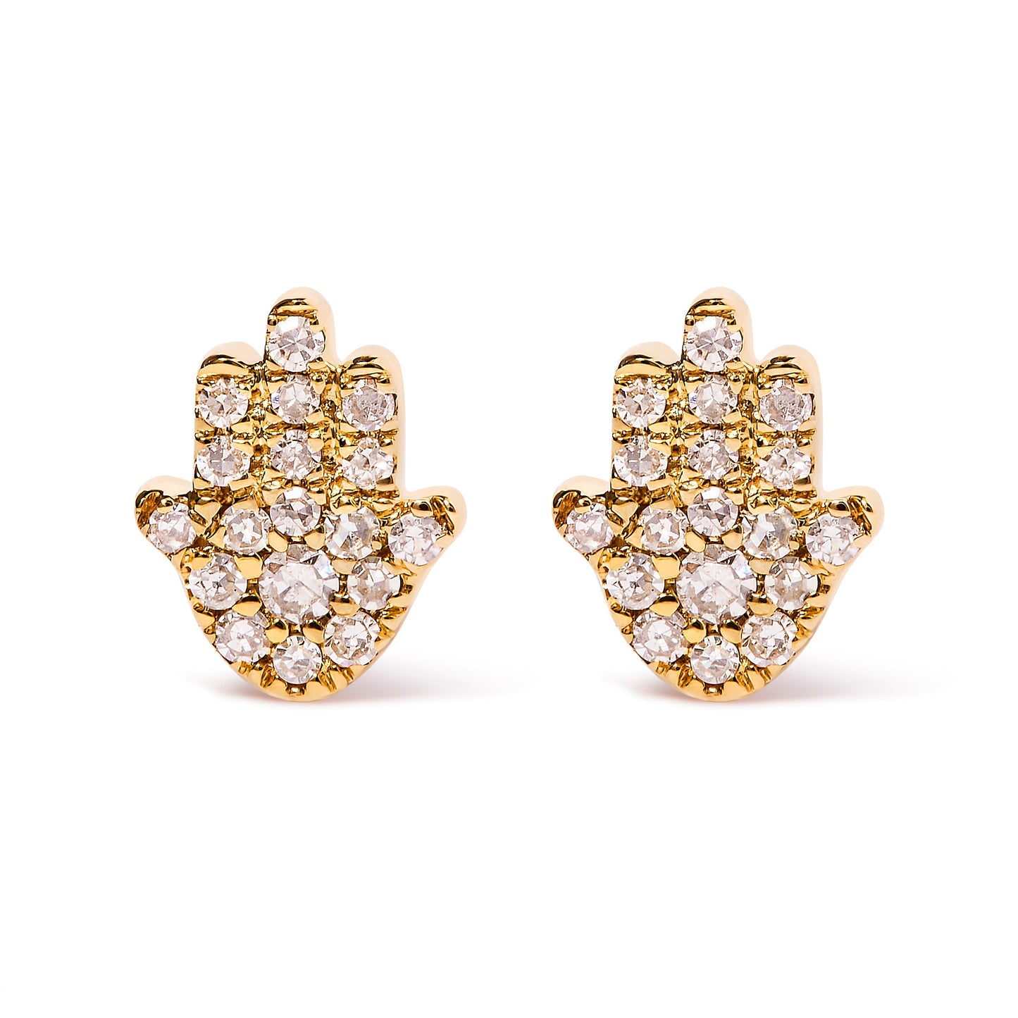 Hamsa stud earrings in 10K yellow gold with diamond accents, pair by Bids.com on Tampa Home & Garden Store