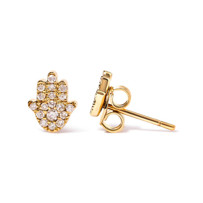 Hamsa stud earring in 10K yellow gold with diamond pavé accents by Bids.com on Tampa Home & Garden Store