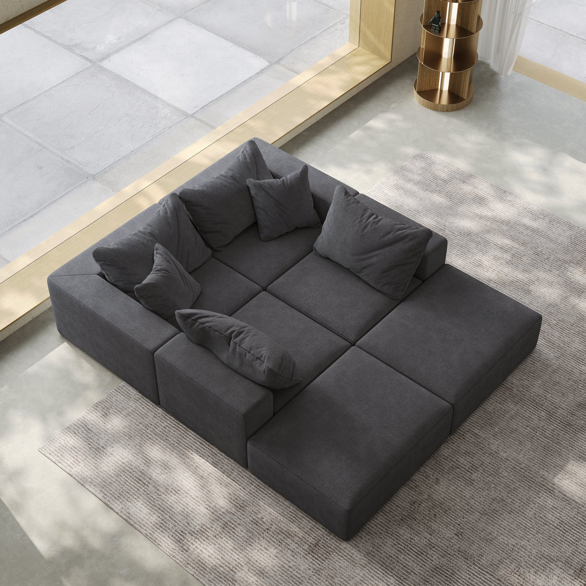 Oversized Sponge Cloud Sofa, dark gray fabric sectional with plush cushions on Tampa Home & Garden Store