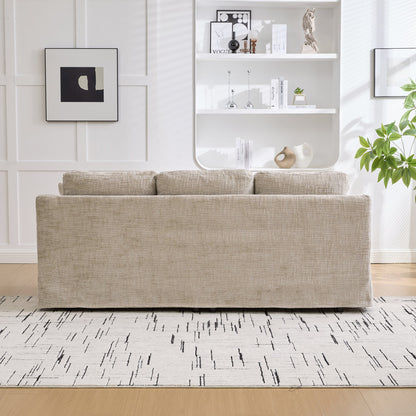 83.86-inch Wide Modern Casual Sofa in Wheat with beige textured fabric in a living room on Tampa Home & Garden Store