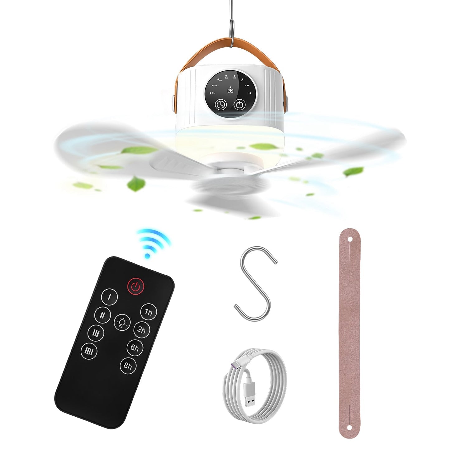 GemGear Rechargeable Tent Ceiling Fan with LED Light and Remote, camping fan with USB cable on Tampa Home & Garden Store