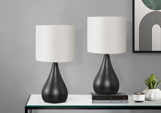 Table lamp set of 2 in black with white fabric shades by HouseOfZazla on Tampa Home & Garden Store