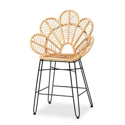 GigaTech Counter Stool natural wicker seat with black metal legs HouseOfZazla on Tampa Home & Garden Store