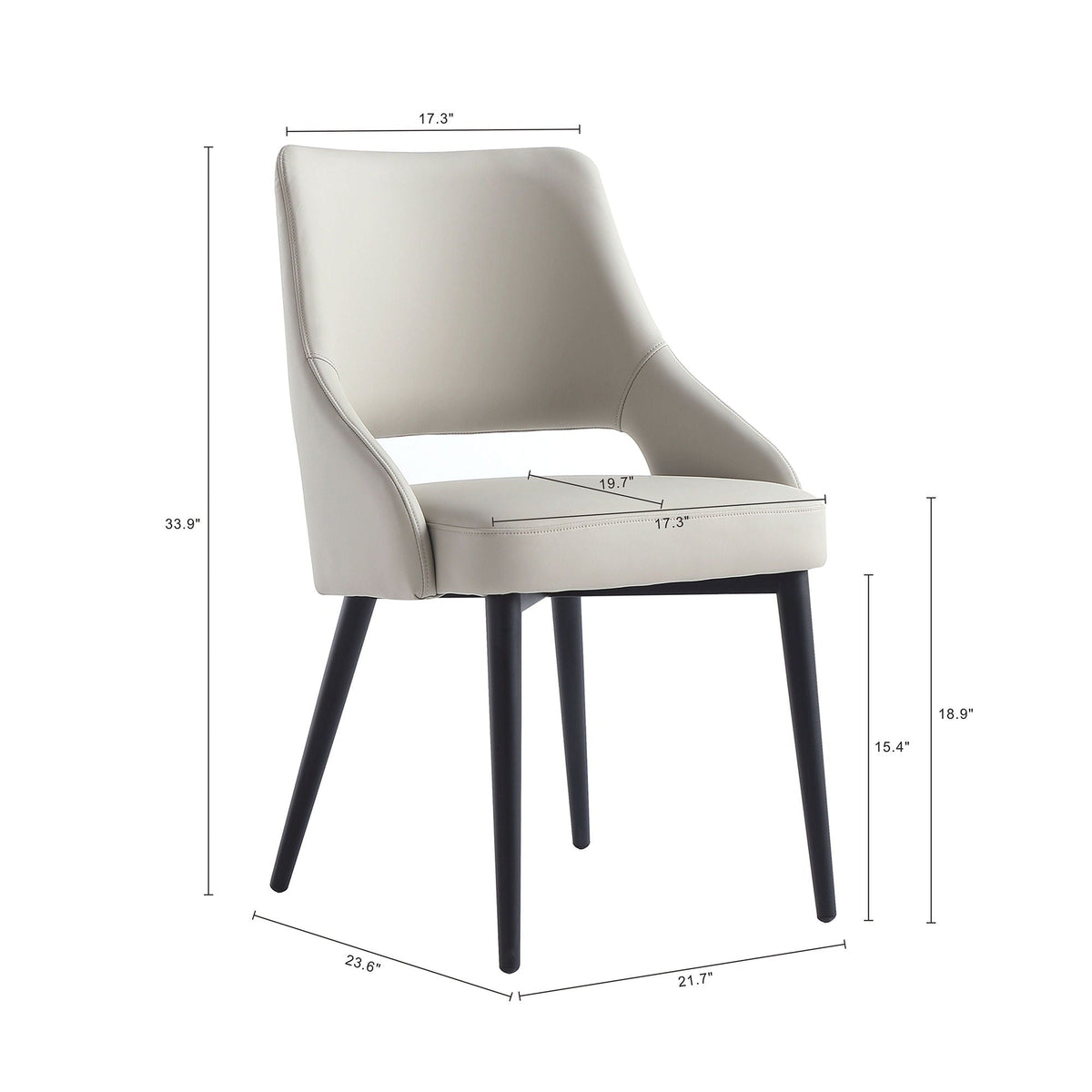 Tremont dining chair with steel frame, beige upholstery, curved back, black legs on Tampa Home & Garden Store