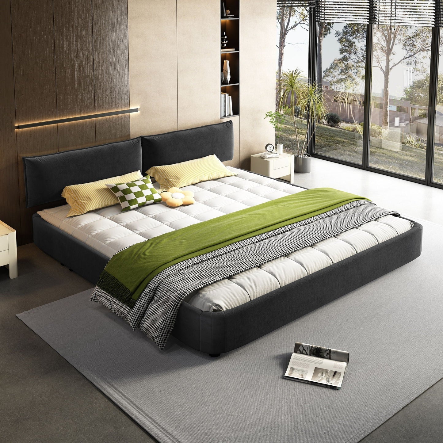 Cloud Bed Frame and Adjustable Padded Headboard