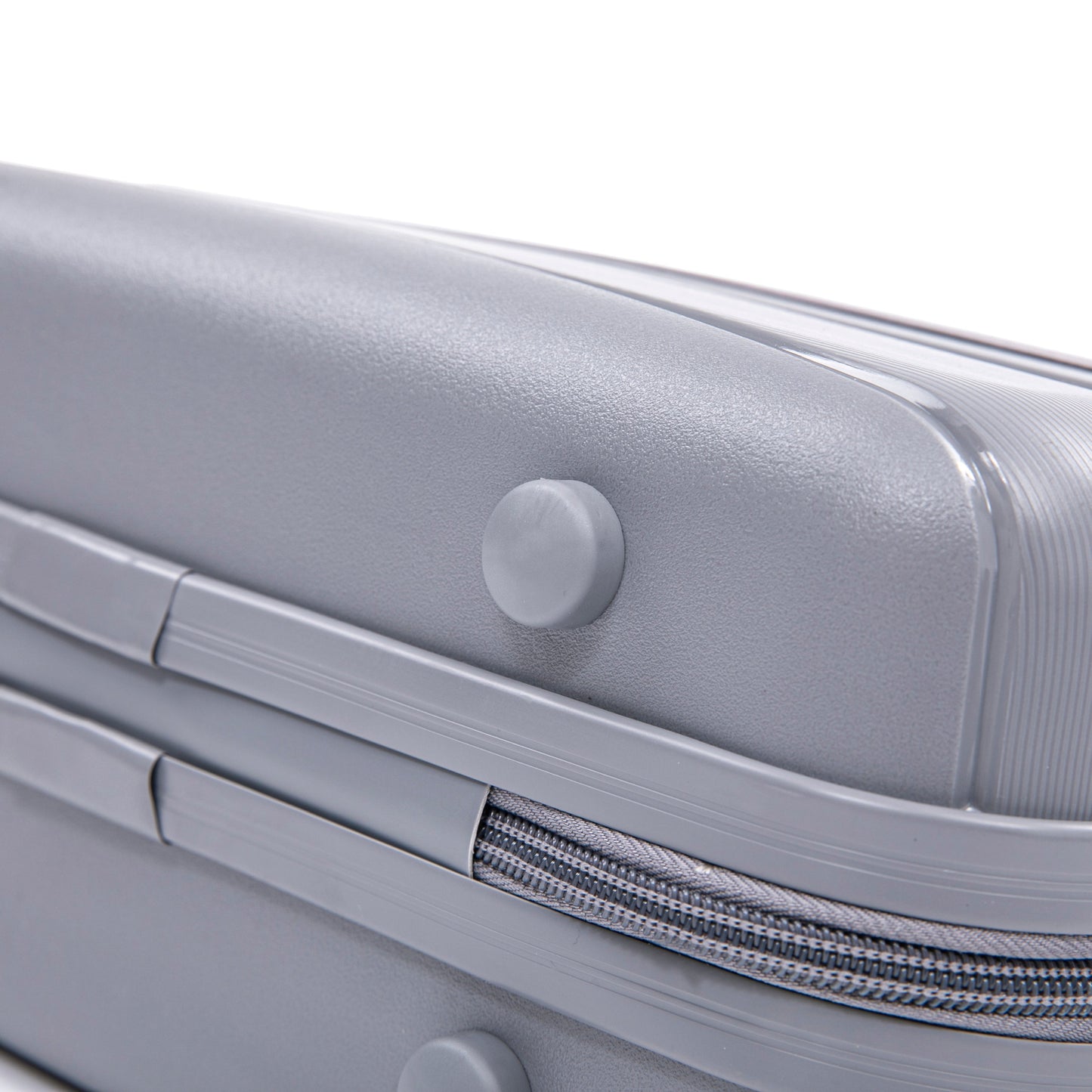 4-Piece PP Spinner Wheel Luggage Set light gray textured exterior with zipper detail on Tampa Home & Garden Store