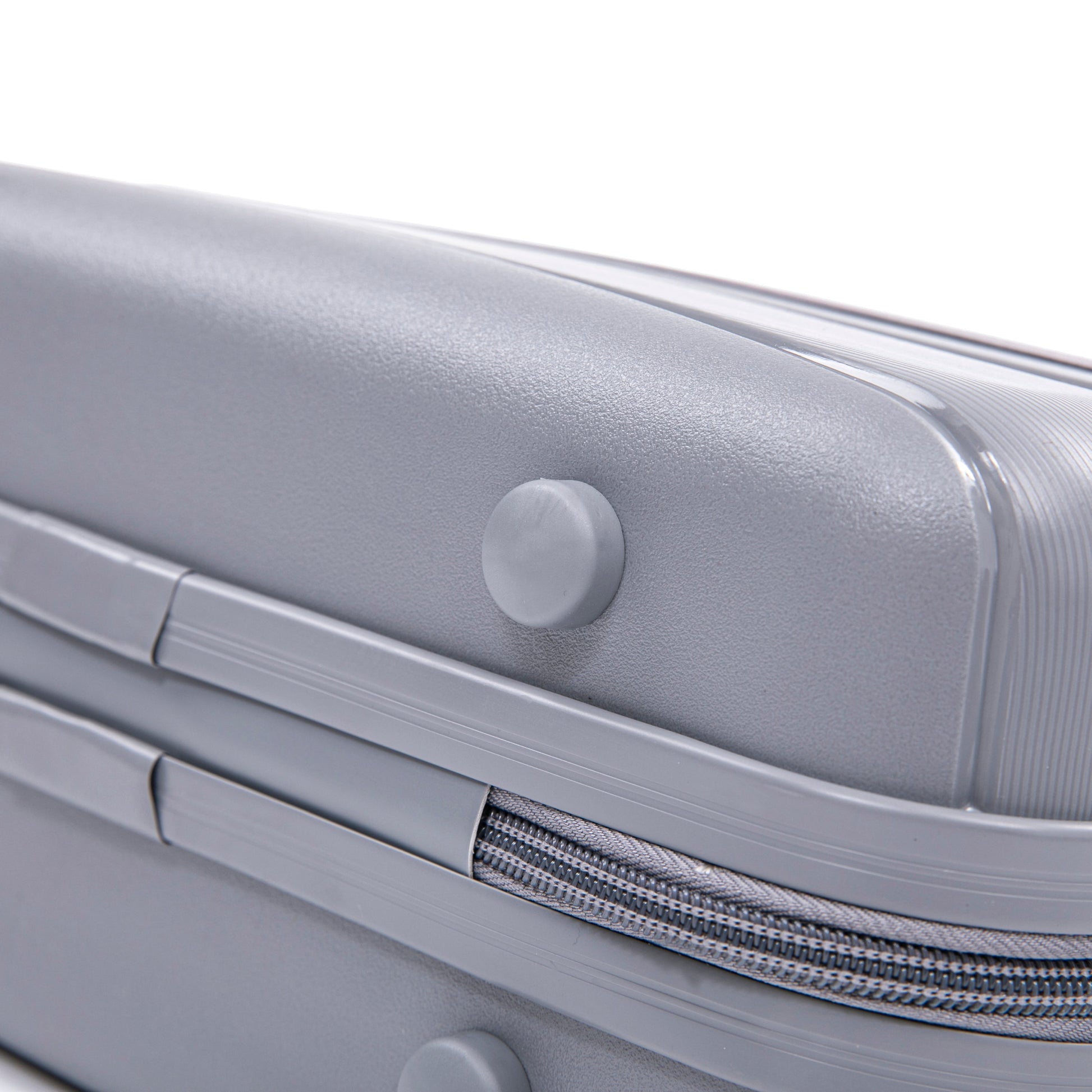 4-Piece PP Spinner Wheel Luggage Set light gray textured exterior with zipper detail on Tampa Home & Garden Store