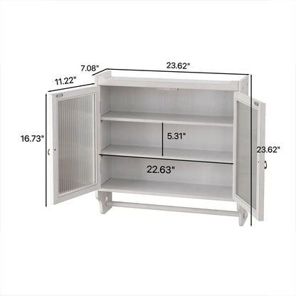 Vintage Wall Cabinet with Three Tiers Towel Rack