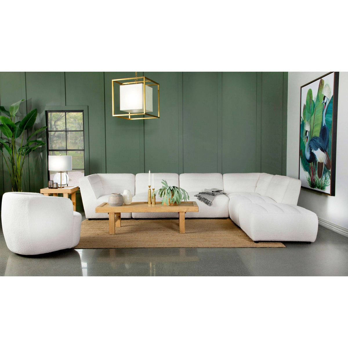 Nevve ivory tufted sectional sofa, 6-piece upholstered living room set by HouseOfZazla on Tampa Home & Garden Store