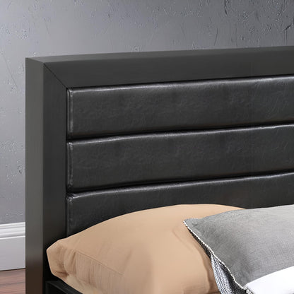 Elegant storage bed with dark gray padded panels and built-in drawers on Tampa Home & Garden Store